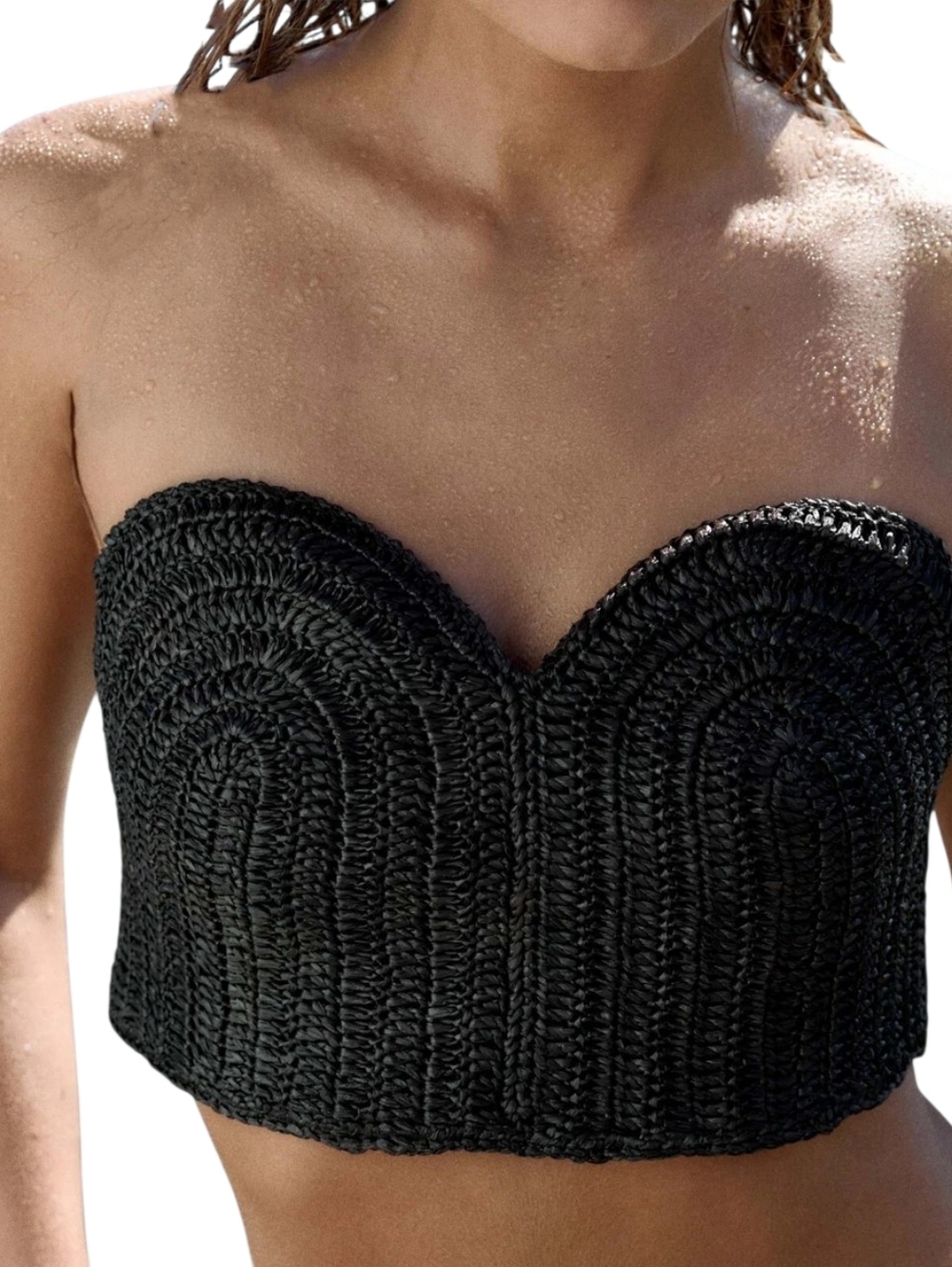 ZARA CROCHET CORSET OFF-SHOULDER TOP
